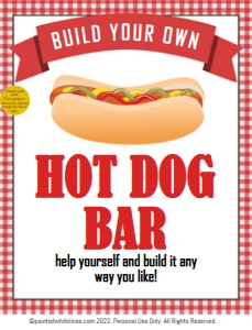 8x10 Hot Dog Bar Sign BBQ Party: Backyard BBQ Party Package