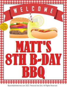 8x10 Welcome Sign BBQ Party: Backyard BBQ Party Package