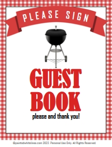 8x10 Guest Book Signature Pages and Sign BBQ Party: Backyard BBQ Party Package