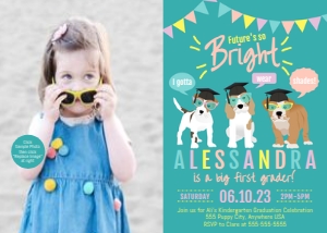 PWL6 5x7 FUTURES SO BRIGHT PHOTO INVITE: Photo Invite Futures so Bright Puppy Party Teal