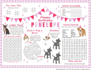 Activity Sheet Puppy Party Pink: Activity Sheet Puppy Party Pink