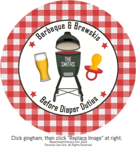 2.5x2.5 Kamado Grill Cupcake Topper BaByQ: Cupcake Toppers and Wrappers Kamado Grill BaByQ Party