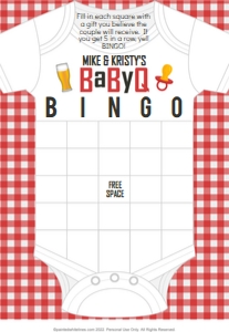 5x7 Bingo Game Board BaByQ Red: Bingo BaByQ Party Game
