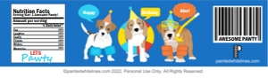 Water Bottle Wrapper Puppy Party Blue: Water Bottle Wrapper Doggy Paddle Blue