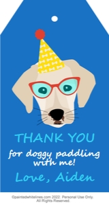 Favor Tag Doggy Paddle Blue: Doggy Paddle Party Pack Blue