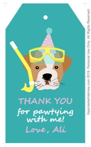 Favor Tags Doggy Paddle Party Teal: Doggy Paddle Party Pack Teal