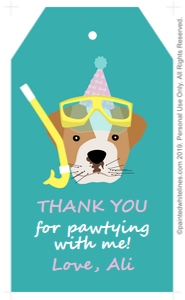 Favor Tags Pool Pawty Teal: Pool Pawty Party Pack Teal