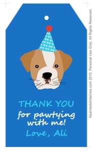 Favor Tags Puppy Kitty Party Blue: Favor Tags Puppy Kitty Party Blue