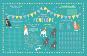 Placemat Puppy Party Teal design preview