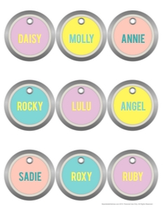 2.5 Pet Tags Printable Sticker Sheet: 2.5 Inch Puppy Kitty Pet Tags Printable Sticker Sheet