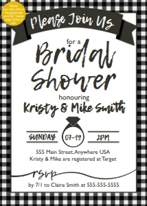 5x7 Invite Bridal BBQ Black: Invite Bridal BBQ Black
