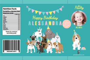10.5x7 Chip Bag Wrapper Puppy Party Teal: Chip Bag Wrapper Puppy Party Teal