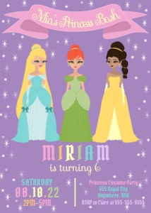Princess Bash Invite Purple design preview
