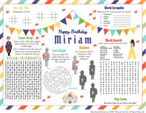 Activity Sheet Royally Awesome Party design preview