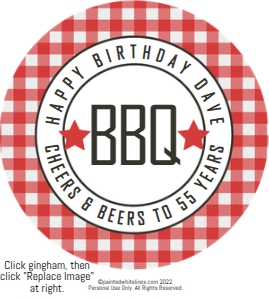 2.5x2.5 Cupcake Topper Right Side Up Words BBQ Party: Gingham BBQ Party Pack