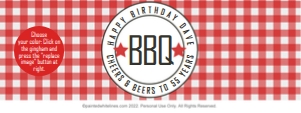 Napkin Rings Labels Right Side Up Words BBQ Party: Gingham BBQ Party Pack