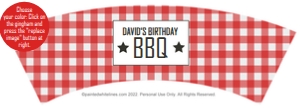 Small Cake Cone Wrap Rectangular Label BBQ Party: Sugar and Cake Cone Wraps BBQ Party