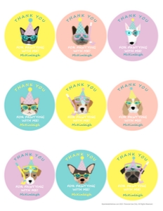 2.5 Inch Pool Pawty Printable Favor Sticker Sheet design preview