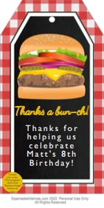 Favor Tags Burger BBQ Party design preview