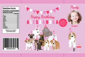 10.5x7 Chip Bag Wrapper Puppy Party Pink: Chip Bag Wrapper Puppy Party Pink