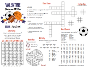 Activity Sheet Sports Valentine design preview