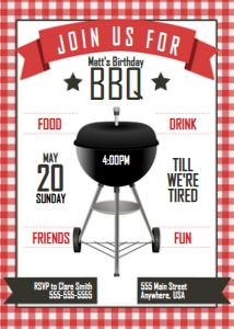 PWL8 5x7 CHARCOAL GRILL INVITE: Invite BBQ Charcoal Grill Red