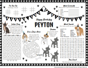 Activity Sheet Puppy Party Black and White: Activity Sheet Puppy Party Black and White