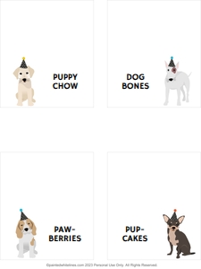 Food Labels Puppy Party Black White design preview