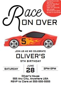 5x7 Race on Over Racecar Invite design preview