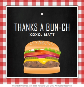 Square Favor Tags Burger BBQ Party Red design preview