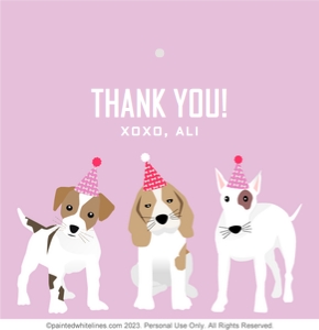 Square Favor Tags Puppy Party Pink design preview