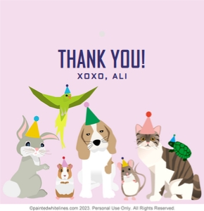 Square Favor Tags Pet Party MultiPink design preview