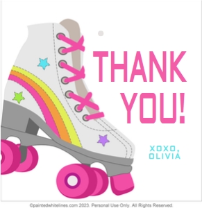 3x3 Roller Skating Gift Tag NeonPink: Favor Tags Roller Skating Black Neon Pink