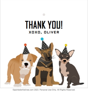 Square Favor Tags Puppy Party Black White design preview