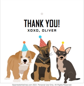 3x3 Dog Party Favor Tag Blue: Favor Tags Puppy Party Blue