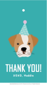 2x3.5 Favor Tag Puppy Party Teal: Favor Tags Puppy Party Teal
