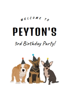16x20 Welcome Sign Dog Party BW: Welcome Sign Dog Party BW
