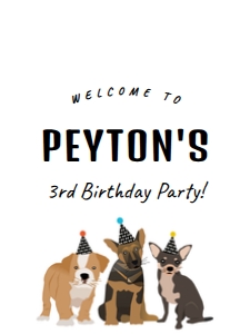 18x24 Welcome Sign Dog Party BW: Welcome Sign Dog Party BW