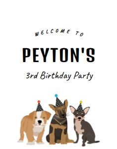 22x28 Welcome Sign Dog Party BW: Welcome Sign Dog Party BW