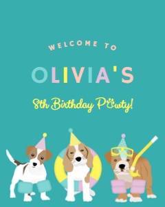 Welcome Sign Poster Sizes Doggy Paddle Party Teal design preview