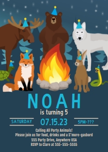 5x7 Campfire Party Invite: Invite Campfire Party Blue