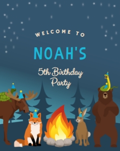 16x20 Welcome Sign Campfire Party Blue: Welcome Sign Campfire Party Blue