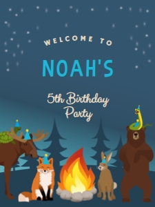 18x24 Welcome Sign Campfire Party Blue: Welcome Sign Campfire Party Blue