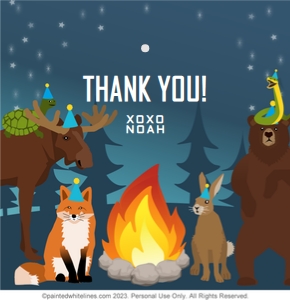 3x3 Campfire Party Favor Tag Blue: Favor Tags Campfire Party Blue
