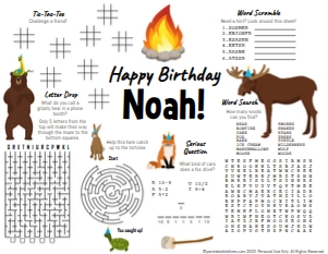 US Letter/A4 Activity Sheet Campfire Party: Activity Sheet Campfire Party Blue