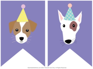 Bunting Banner Puppy Party Purple design preview