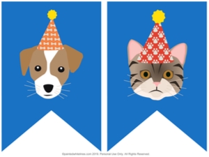 Bunting Banner Dog Cat Party Blue design preview