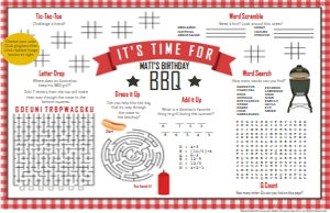11x17 Placemat BBQ Party: Activity Sheet BBQ Party