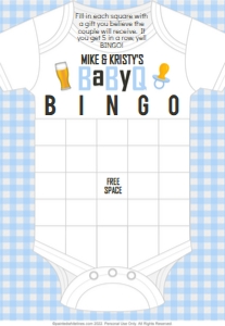 5x7 Bingo Game Board BaByQ Baby Blue: Bingo BaByQ Party Game