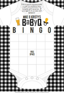 5x7 Bingo Game Board BaByQ Black: Bingo BaByQ Party Game